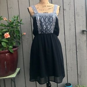Gray Lace and Black Dress